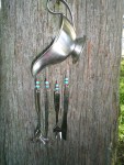 Upcycled Silverware Windchime Teal Blue Red Beads